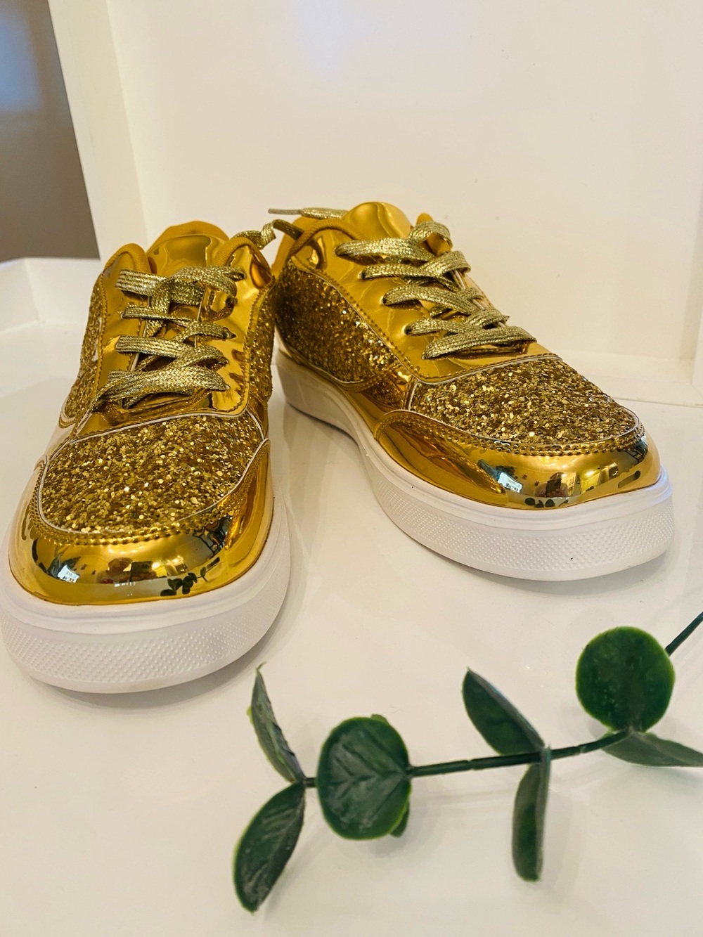 Gold Glitter Sneakers Metallic Disco Halloween Costume Shoes Wizard of Oz Glam P